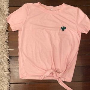 Women’s tie up pink cactus top.